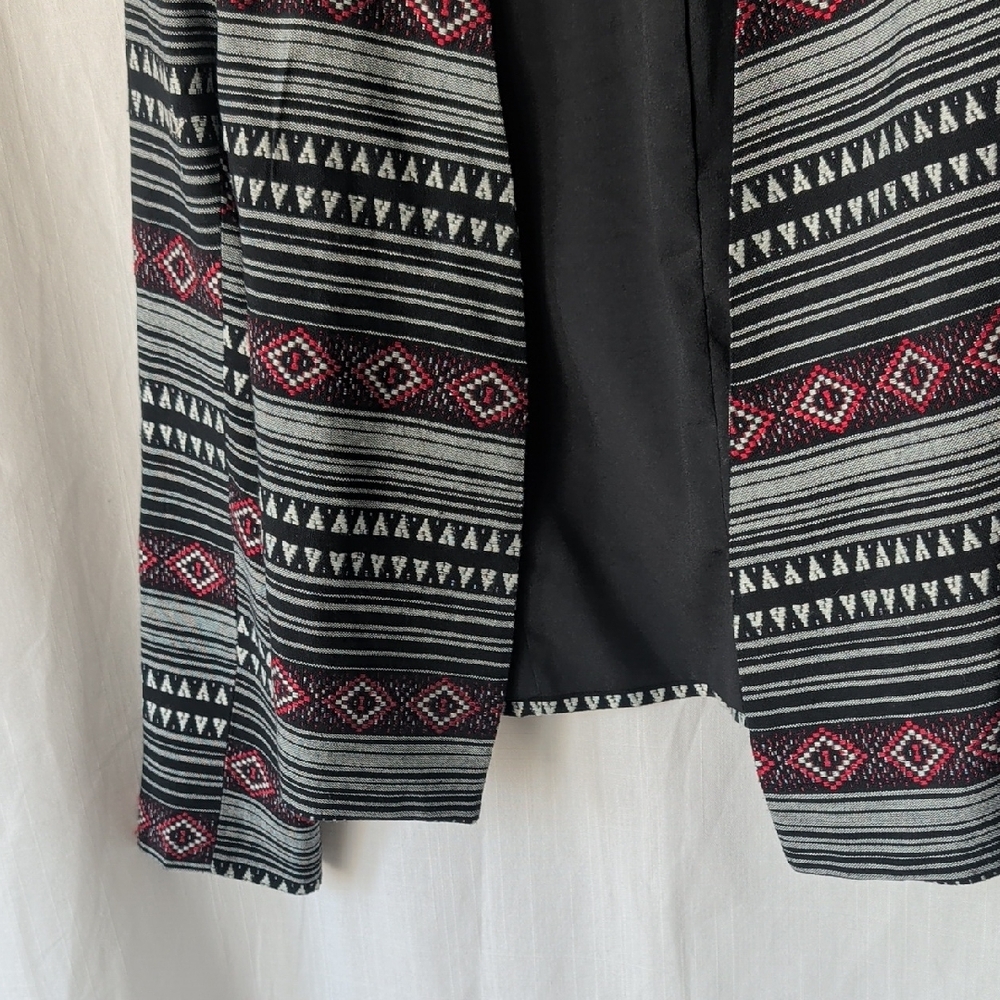 Aztec Black And White Blazer With Red Accents - image 5